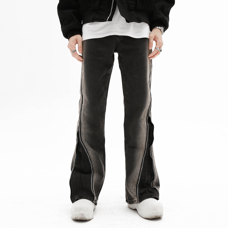 Design Zipper Straight-Leg Trousers