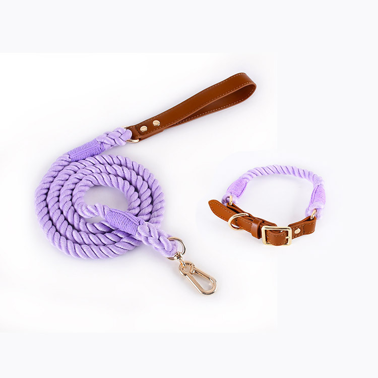 Woven Cotton Rope Leather Dog Collar Suit - Image 10
