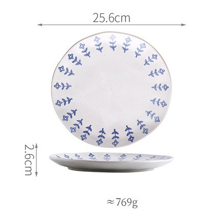Vintage Blue Flower Ceramic Plates Set - Image 2
