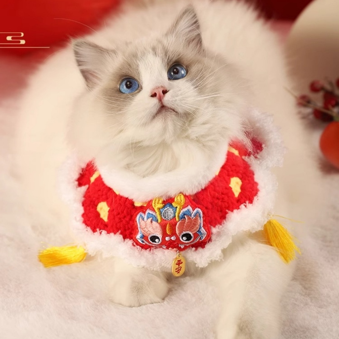 Pet Cat New Year Scarf Collar
