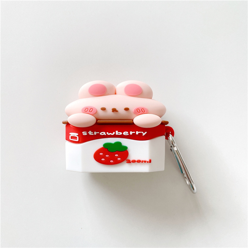 Cute Strawberry Milk Wireless Earphone Case