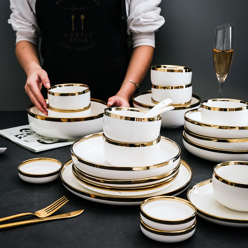 Minimal Gold Shaded Dinner Plates & Bowl - Image 6