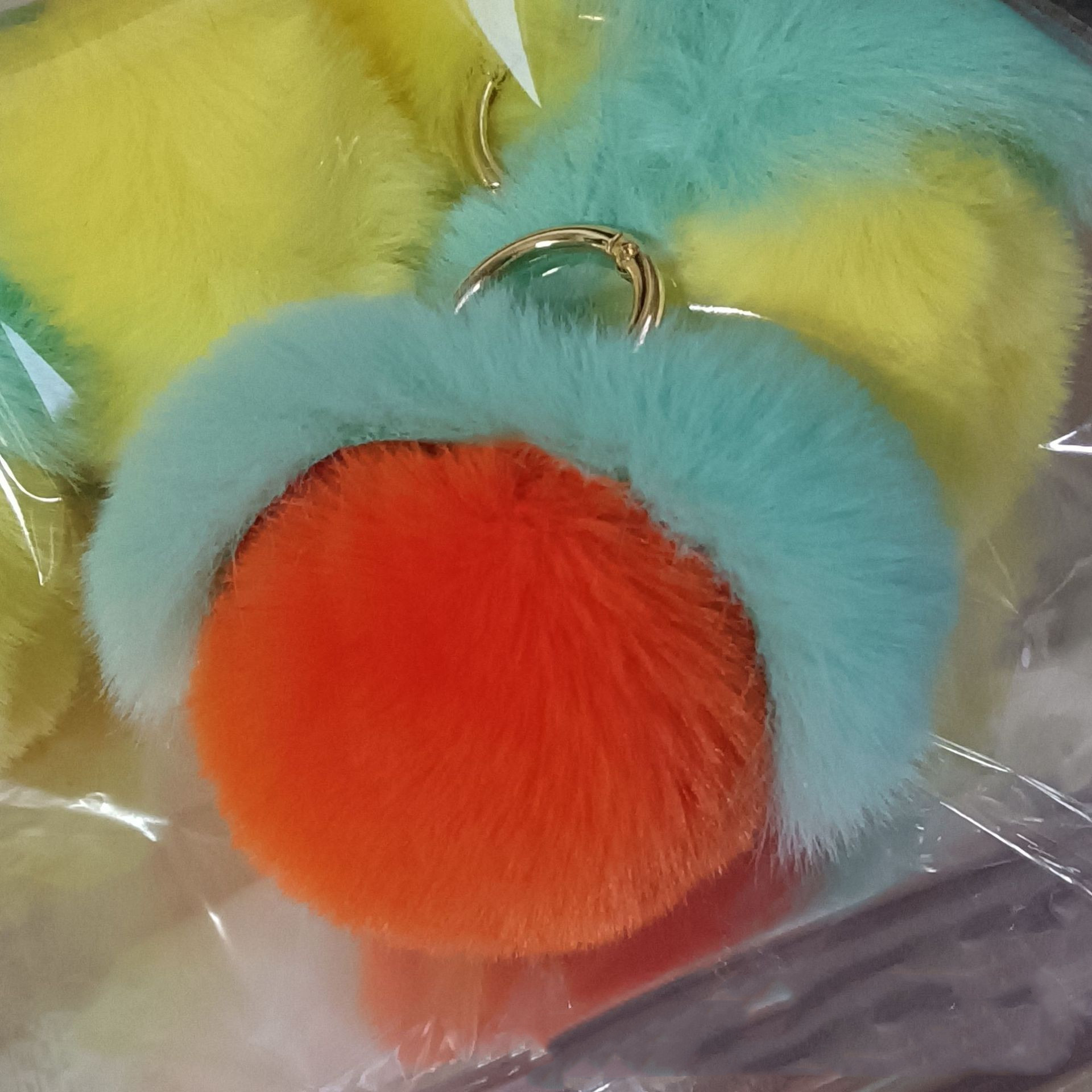 Peach Rabbit Hair Pendant Keychain - Image 7