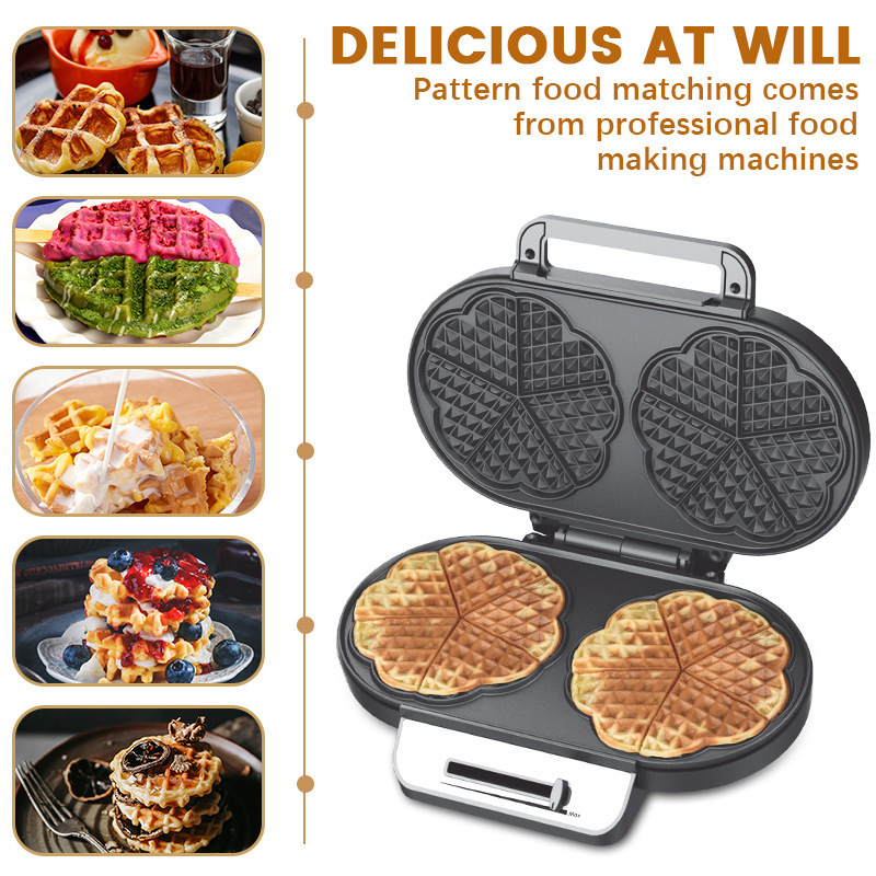 Household Double-Plate Love Heart Waffle Machine