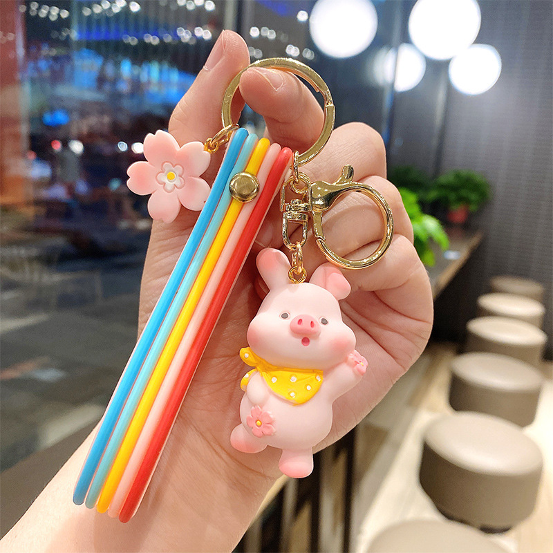 Cherry Blossom Pig Creative Keychain