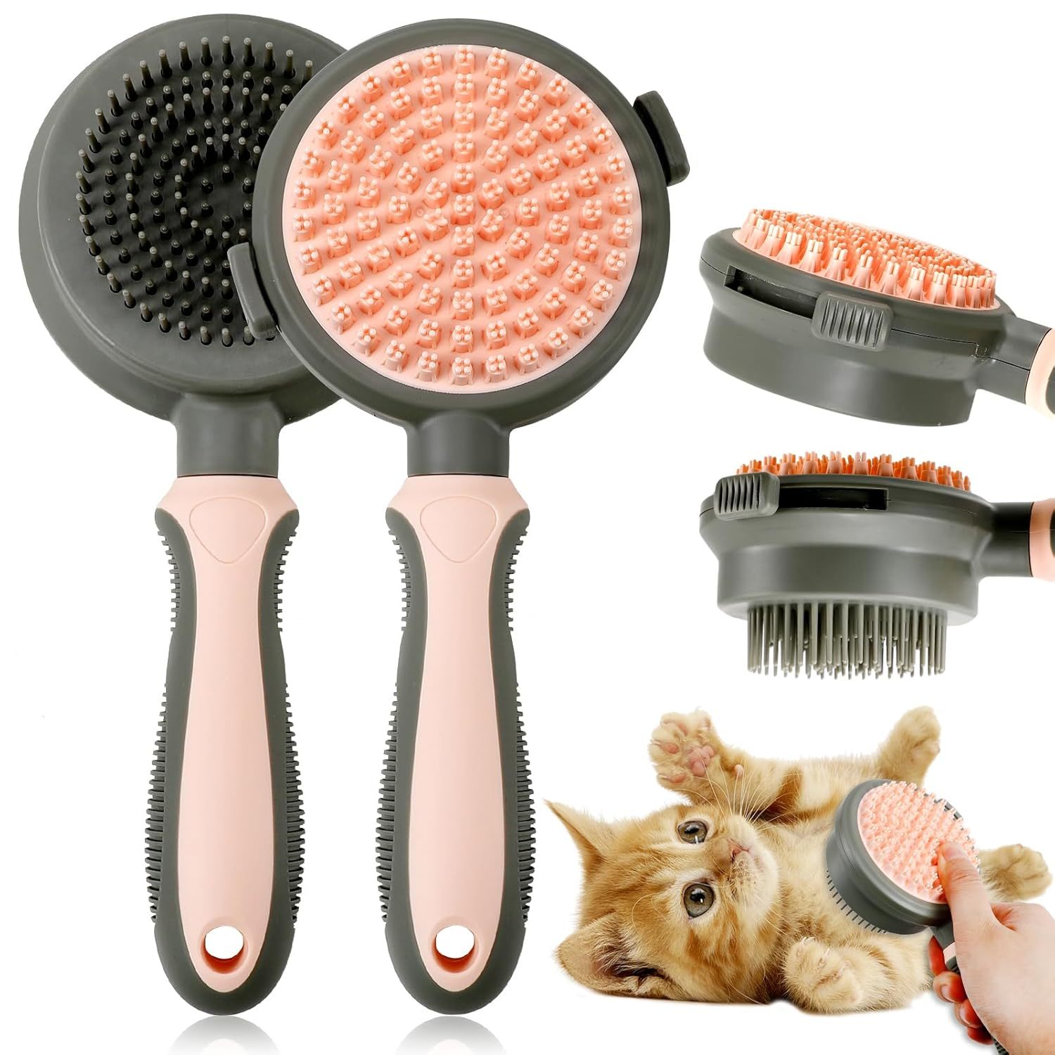 2 in 1 Double Side Cat Comb with Release Button