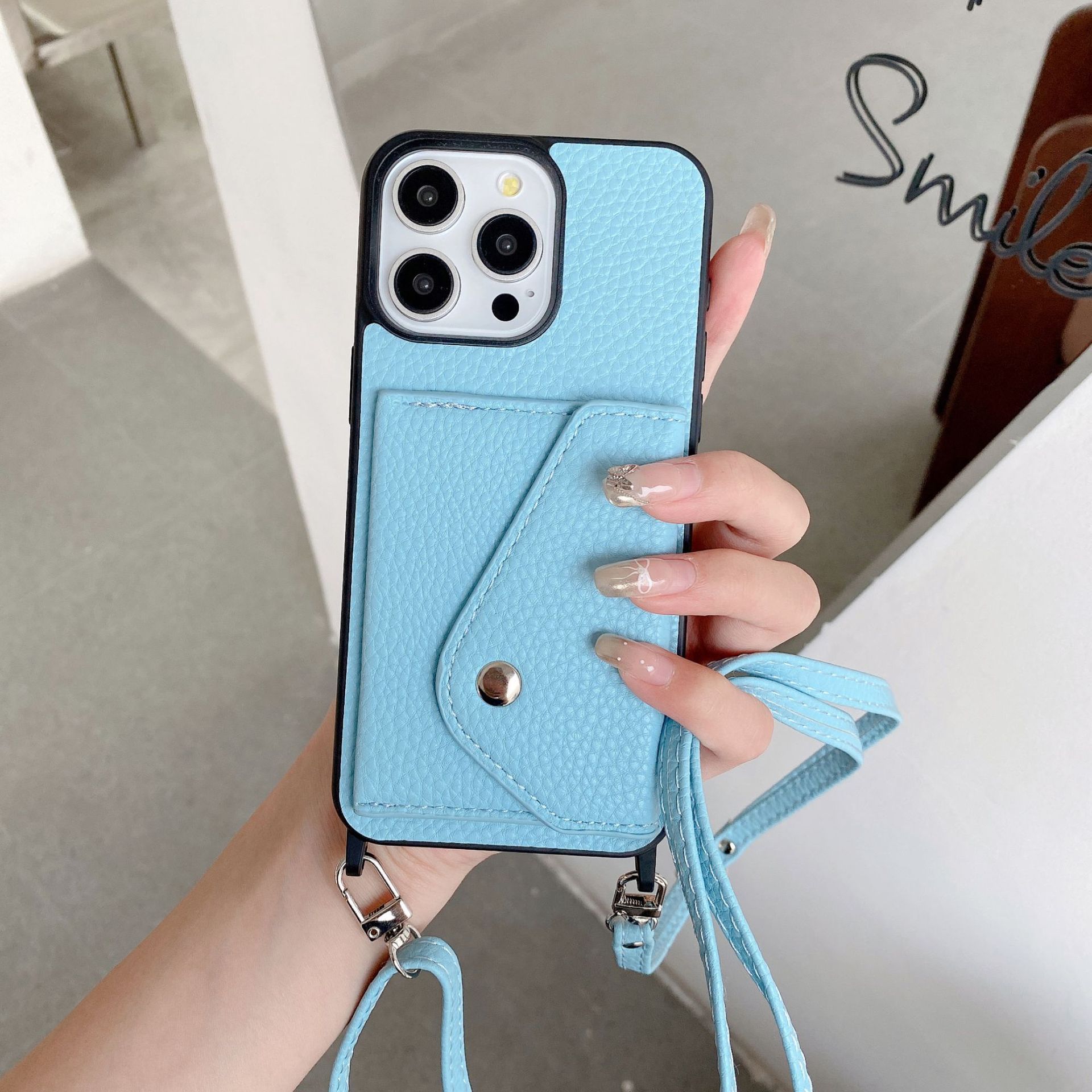 Lychee Pattern Crossbody Protective Phone Case