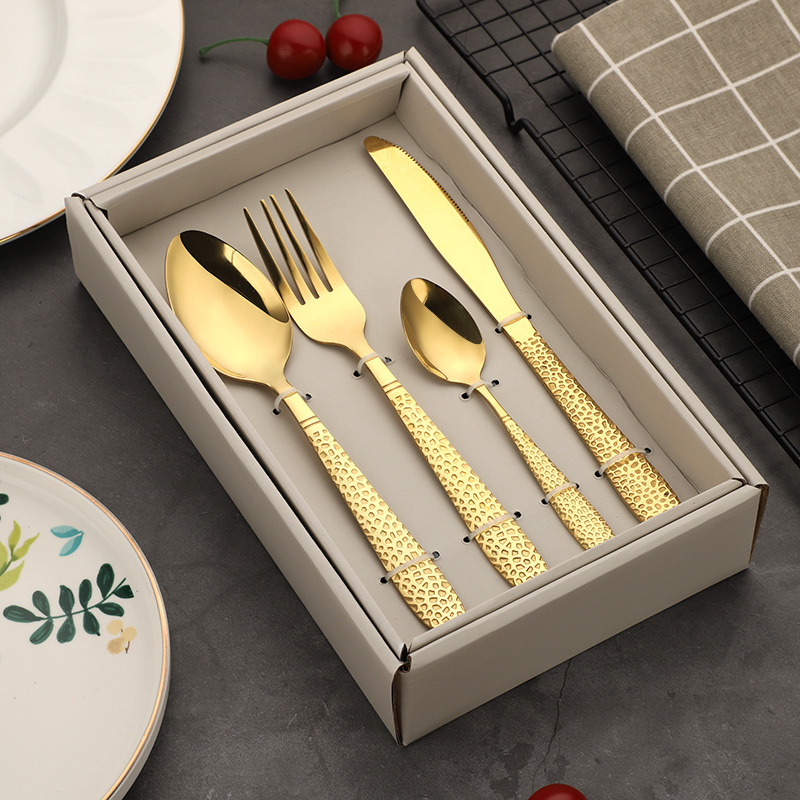 Stainless Steel Cutlery Titanium Plated Four-piece Set