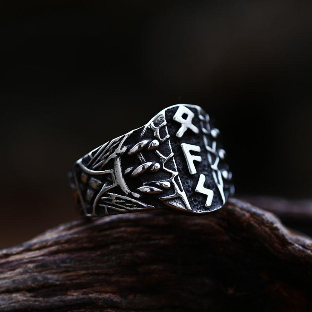 Vintage Stainless Steel Viking Men Ring
