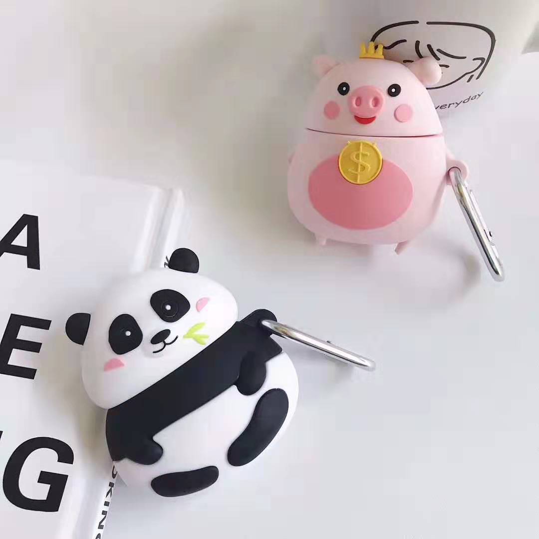 Silicone Cute 3D Panda Piggy Earphone Case - Image 3