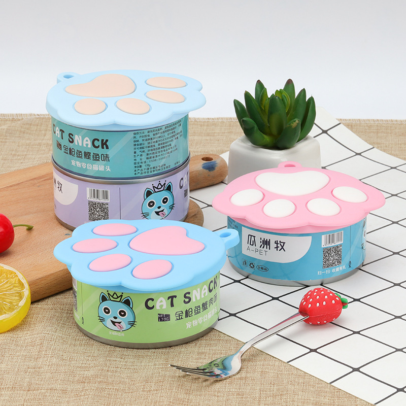 Pet Silicone Dog's Paw Can Lid