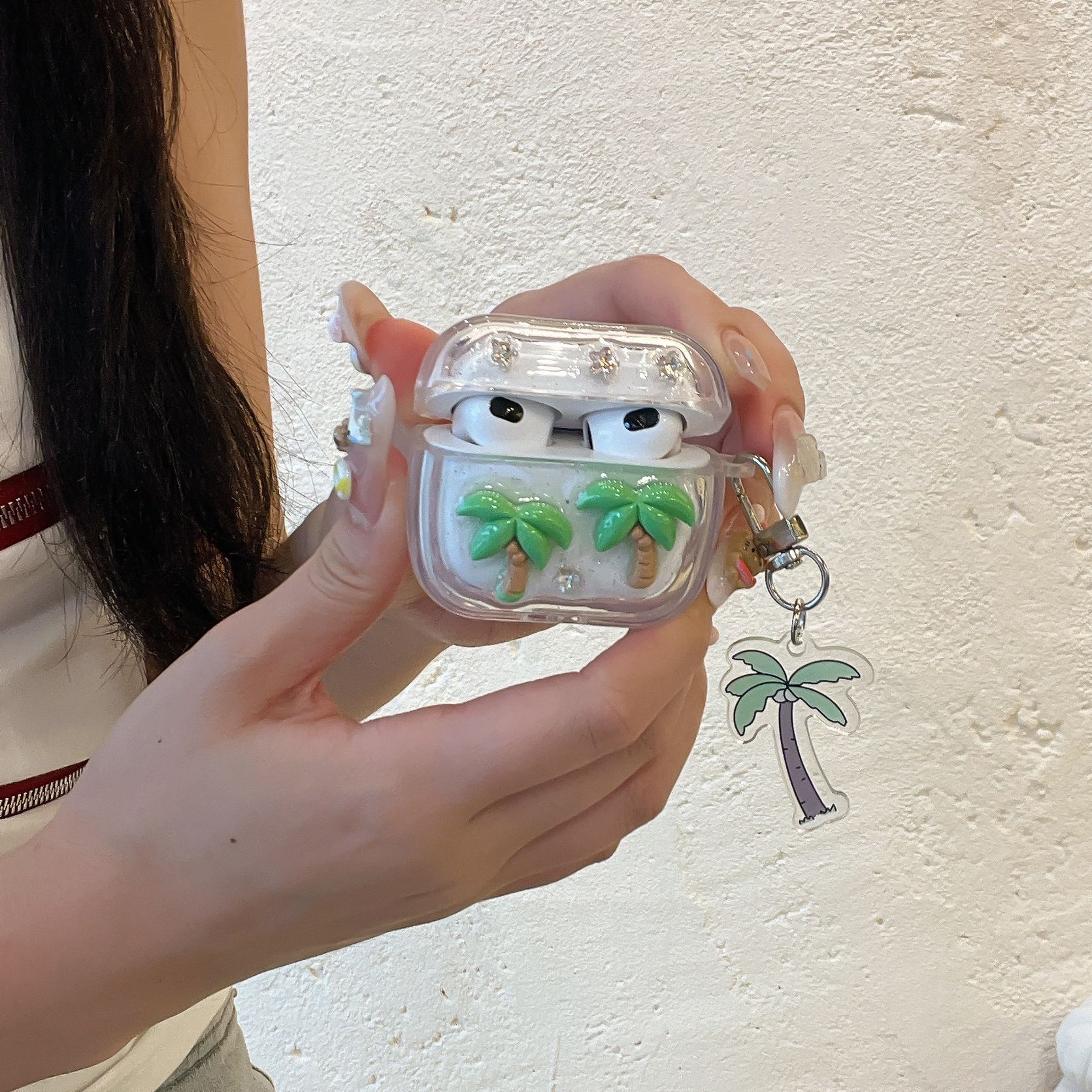 3D Epoxy Coconut Tree Bluetooth Earphone Case - Image 4