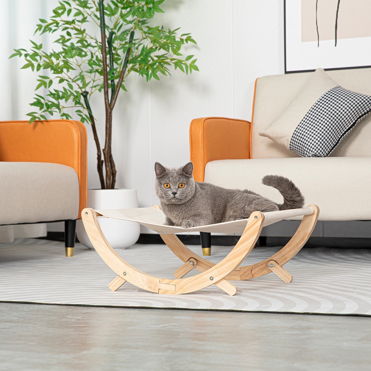 Solid Wood Pet Foldable Cat Nest Hammock