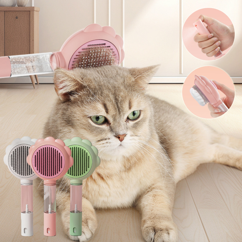 2 in 1 Self Cleaning Dog Brush Comb with Spray