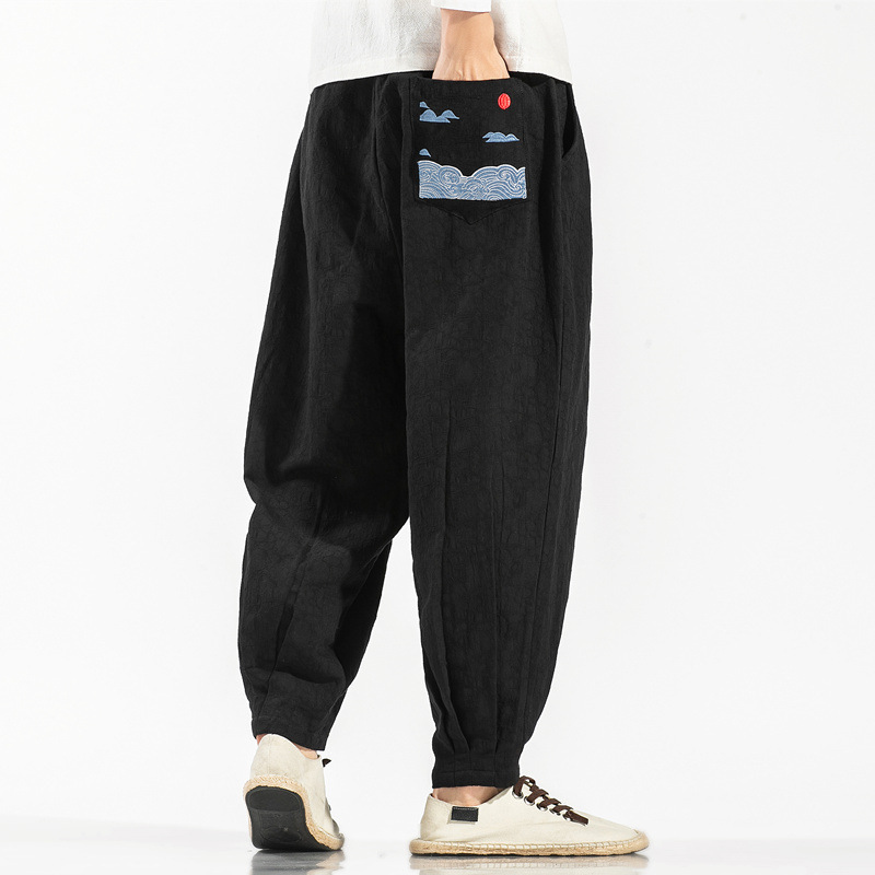 Retro Embroidery Chinese Style Men Trousers - Image 3