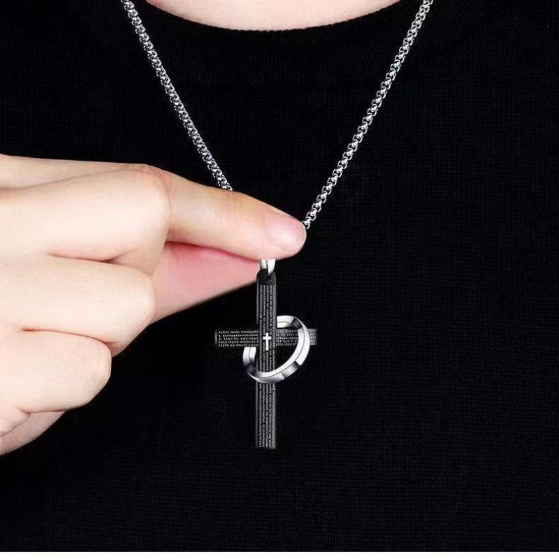 Fashion Cross Scripture Ring Necklace - Image 5