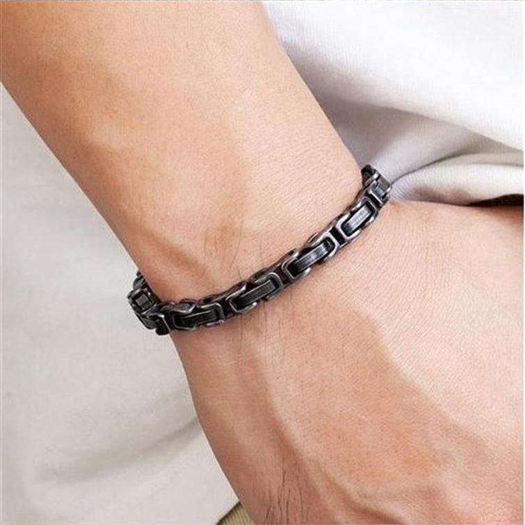 Stainless Steel Vintage Black Cuban Chain Bracelet