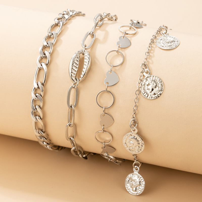 Double Layer Alloy Love Circle Anklet - Image 7