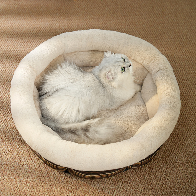 Non-Slip Linen Round Dog Mat Pet Nest - Image 5