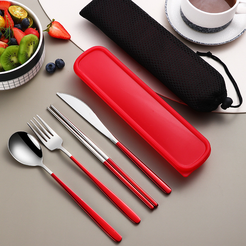 Portable 304 Gold Cutlery Sets with Case - Image 4