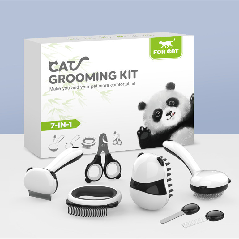 Pet Panda Model Grooming Comb Bathing Brush Set