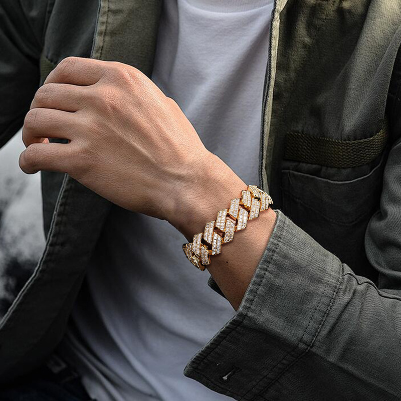 Zircon Rhombic Cuban Bracelet Men