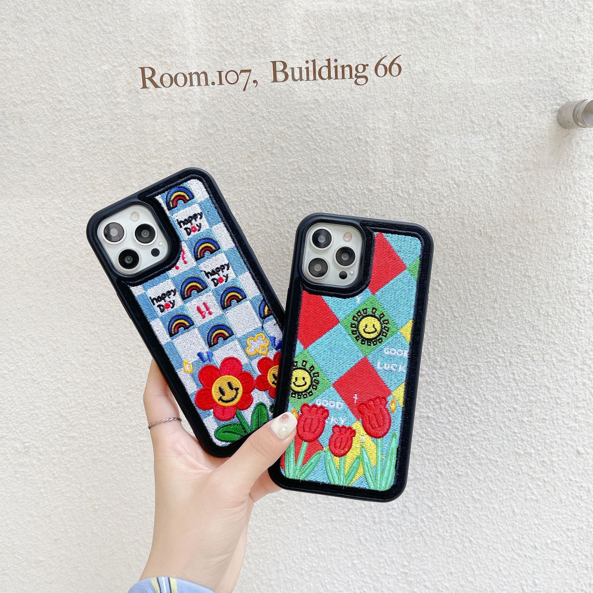 Red Embroidered Flower Phone Case - Image 4