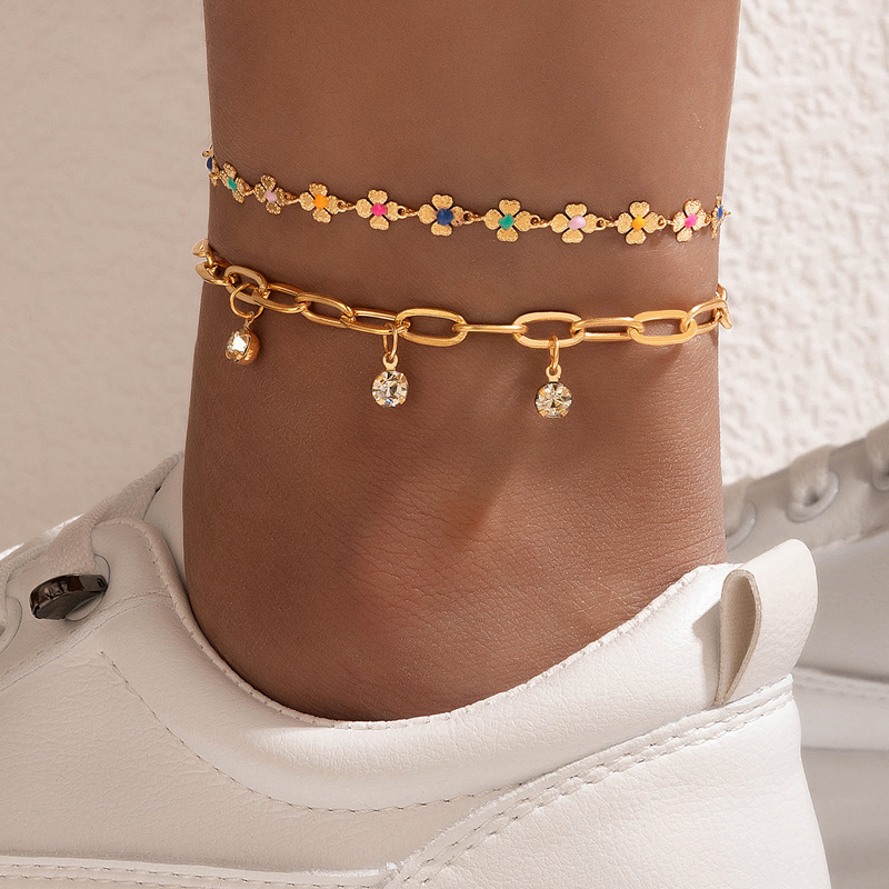 Double Layer Alloy Love Circle Anklet - Image 3
