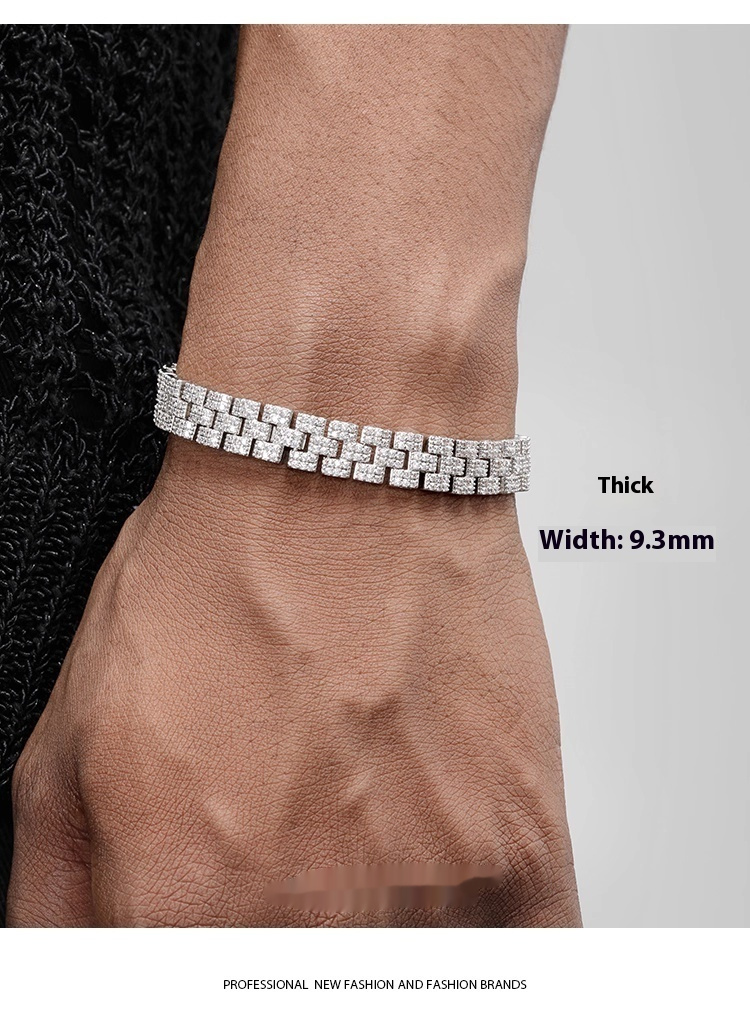 Platinum-Plated Tennis Chain Bracelet For Men - Image 5