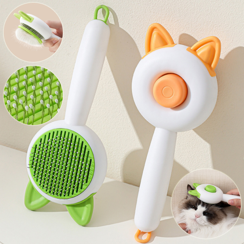 Pumpkin Kitten Self Cleaning Hair Remover Brush