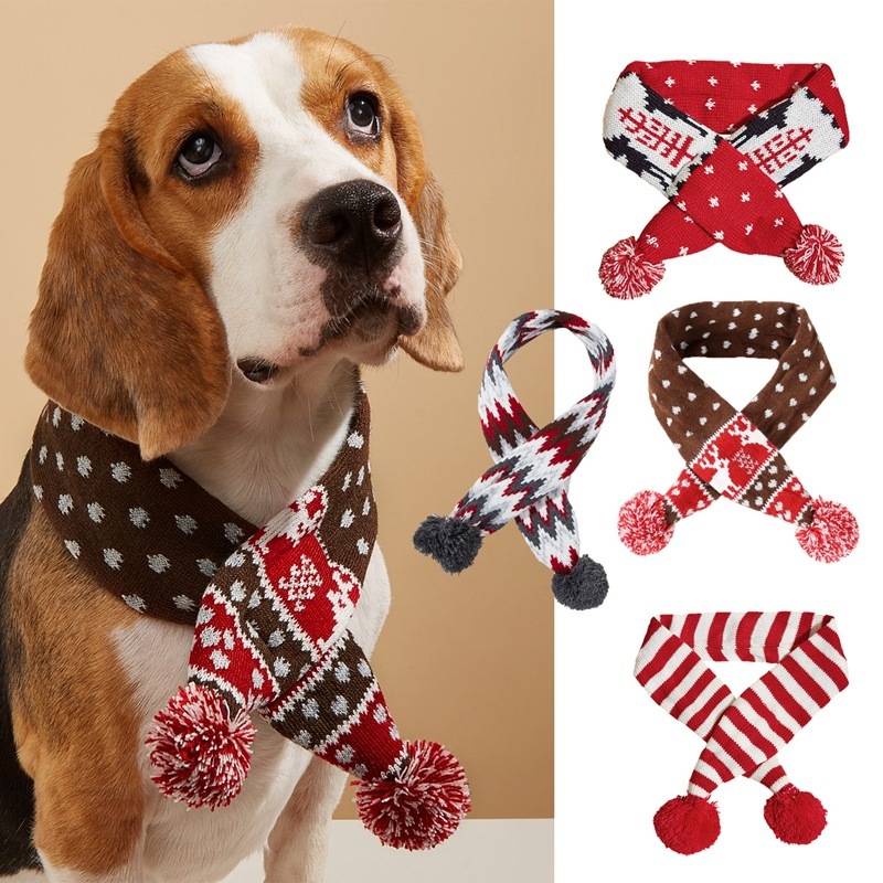 Christmas Pet Contrast Color Striped Scarf - Image 5