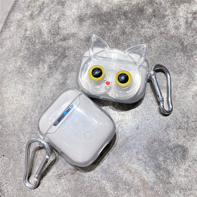 Big Eyes Transparent Cat Wireless Earbuds Case