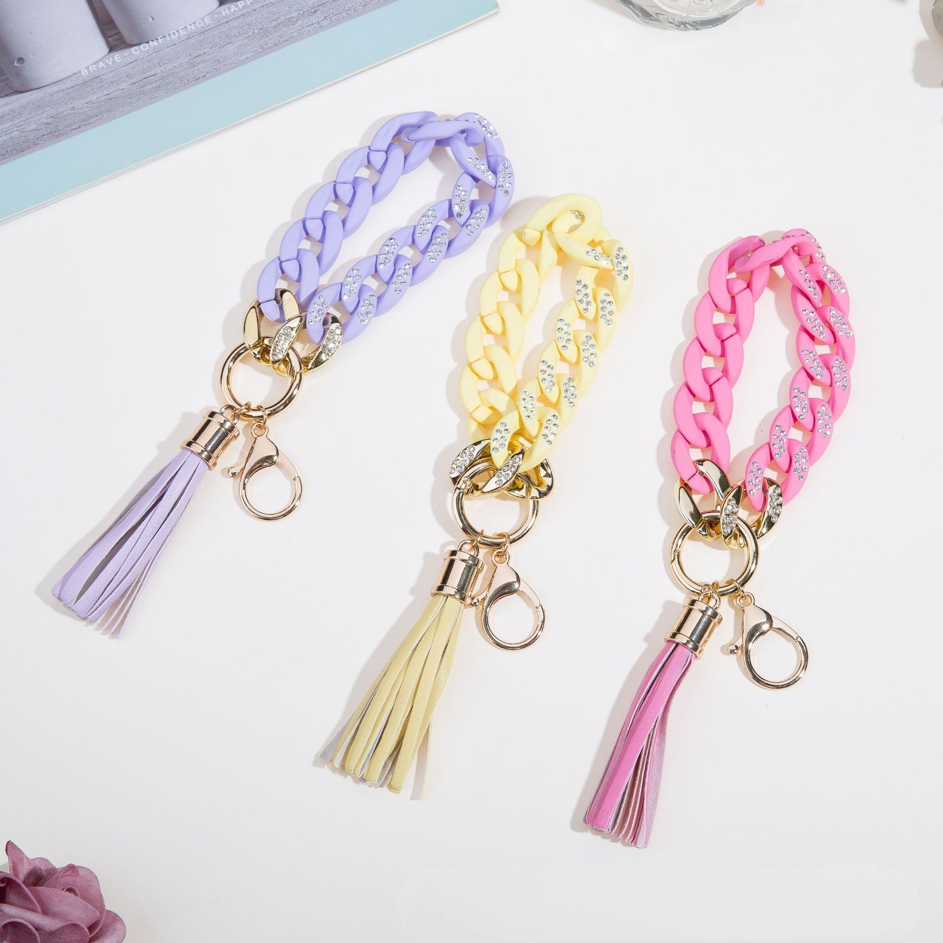 Women's Color Resin Bracelet Keychain