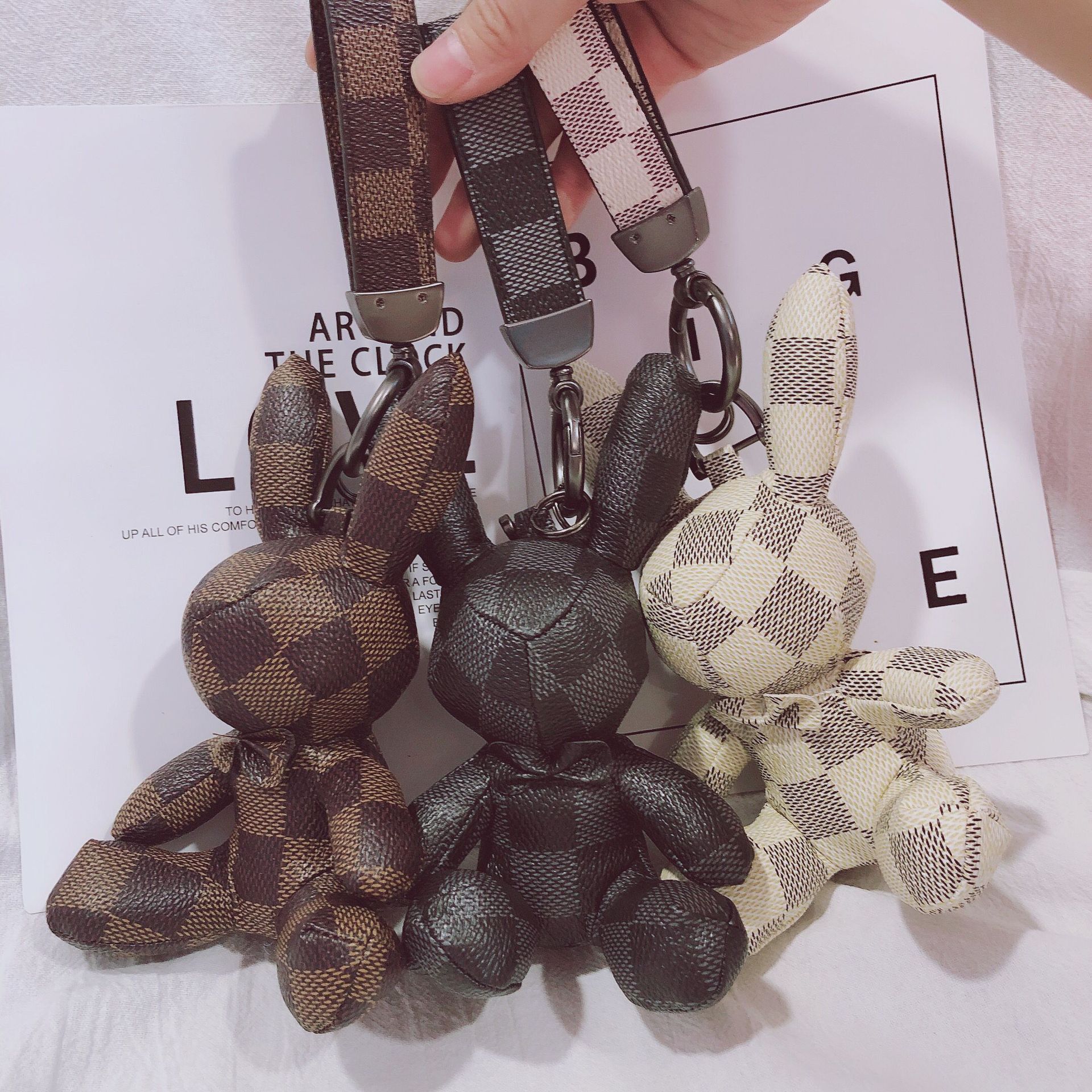 Creative Leather Bunny Car Keychain Pendant