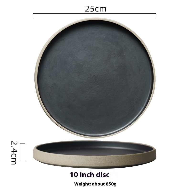 Creative Retro Circle Pottery Clay Plates - Image 3