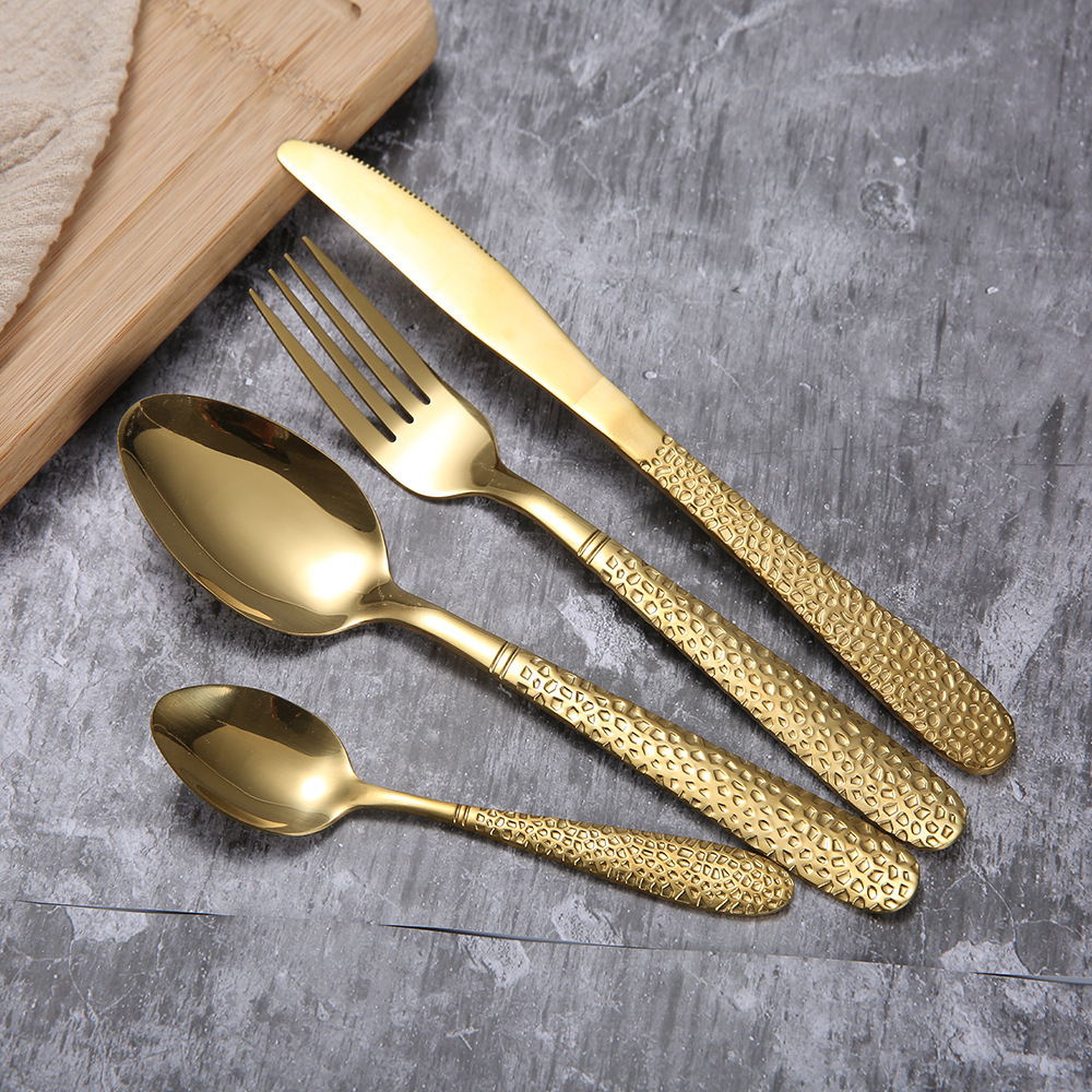 Stainless Steel Cutlery Titanium Plated Four-piece Set - Image 3