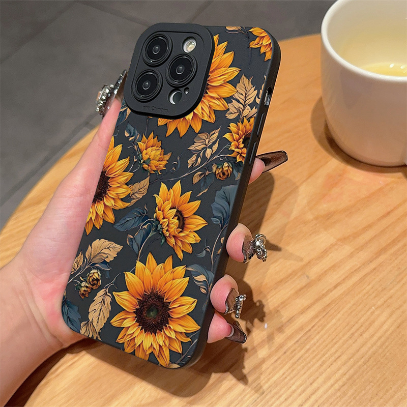 Vintage Sunflower Shockproof Frosted Phone Case - Image 2