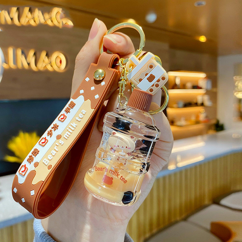 Cute Milk Tea Bear Pendant Keychain - Image 5