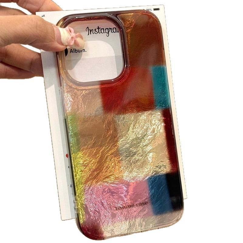 Colorful Square Plaid Phone Case - Image 4