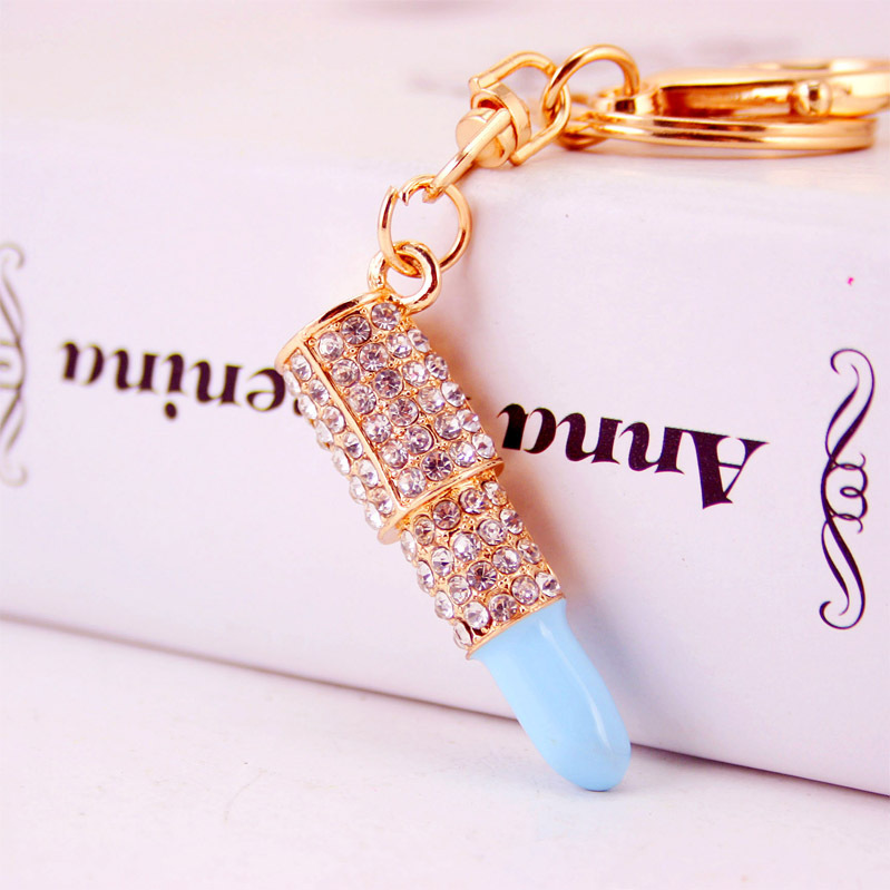 Women's Small Rhinestone Lipstick Keychain - Image 5