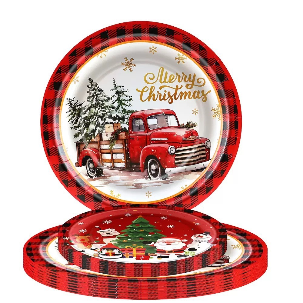 Christmas Disposable Paper Cups Tablecloth Set - Image 5
