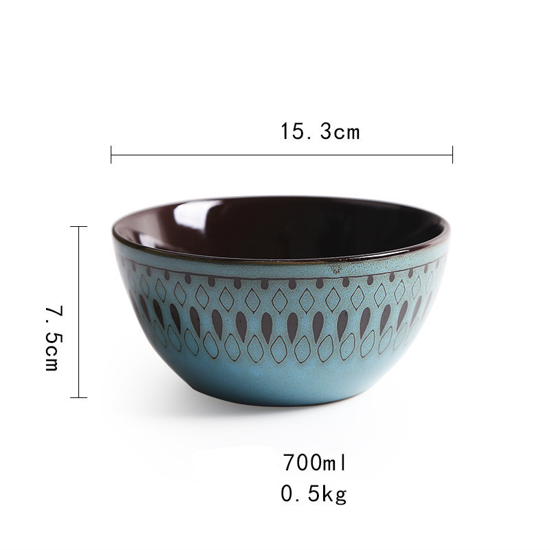 Ceramic Retro Household Bowls Plates Set - Image 4