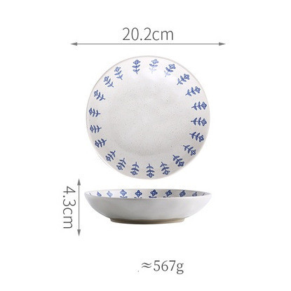 Vintage Blue Flower Ceramic Plates Set - Image 6
