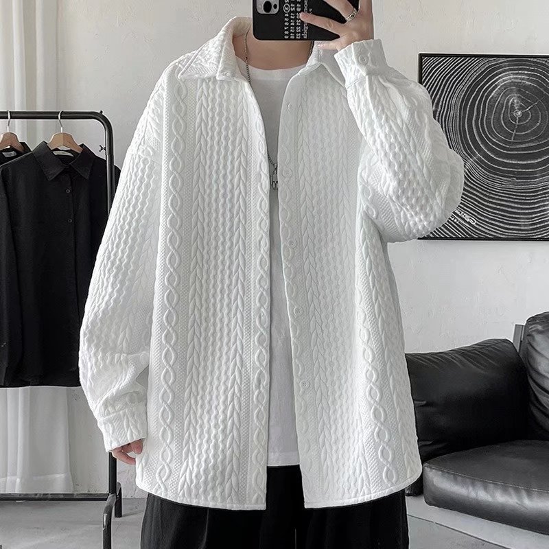 Embossed Loose Lapels Shirt