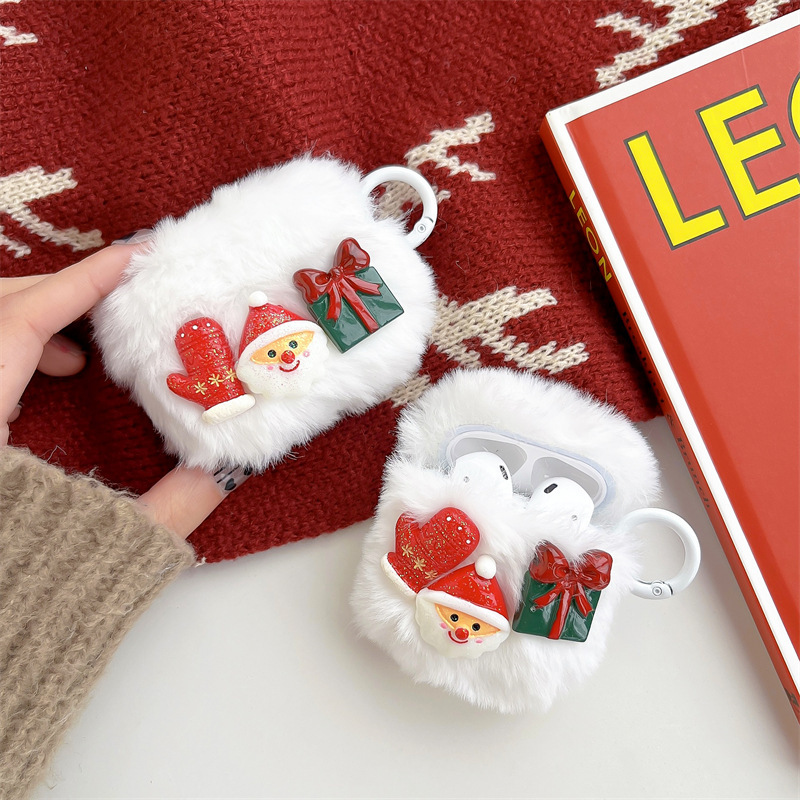 Plush Snowman Christmas Palm Earphone Case