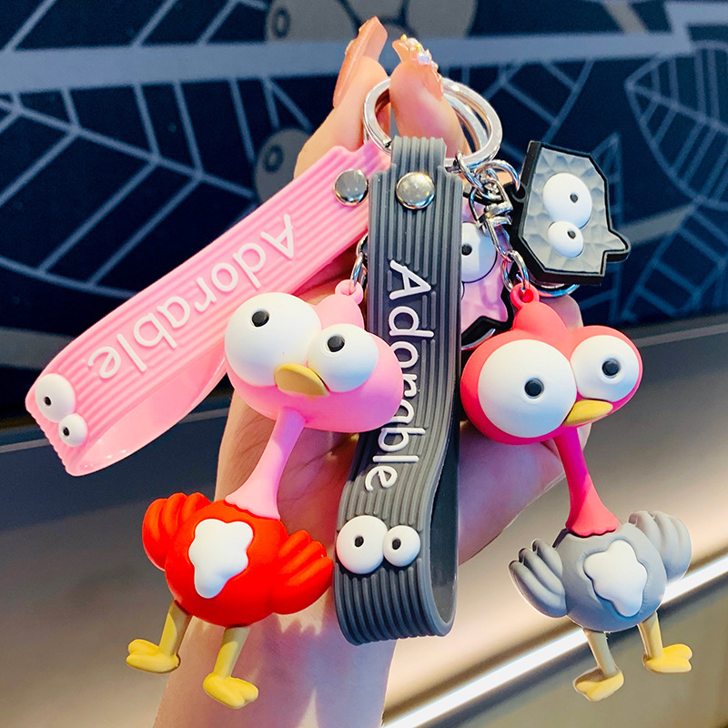 Cartoon Car Big Eyes Ostrich Doll Keychain