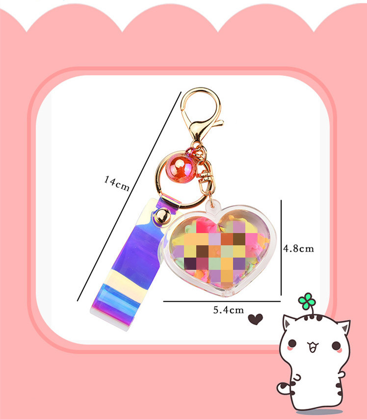 Cute Peach Oiled Love Heart Keychain - Image 6