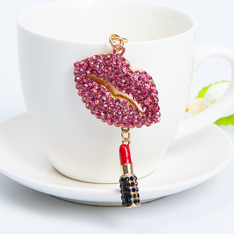 Fashion Diamond Red Lip Keychain - Image 8