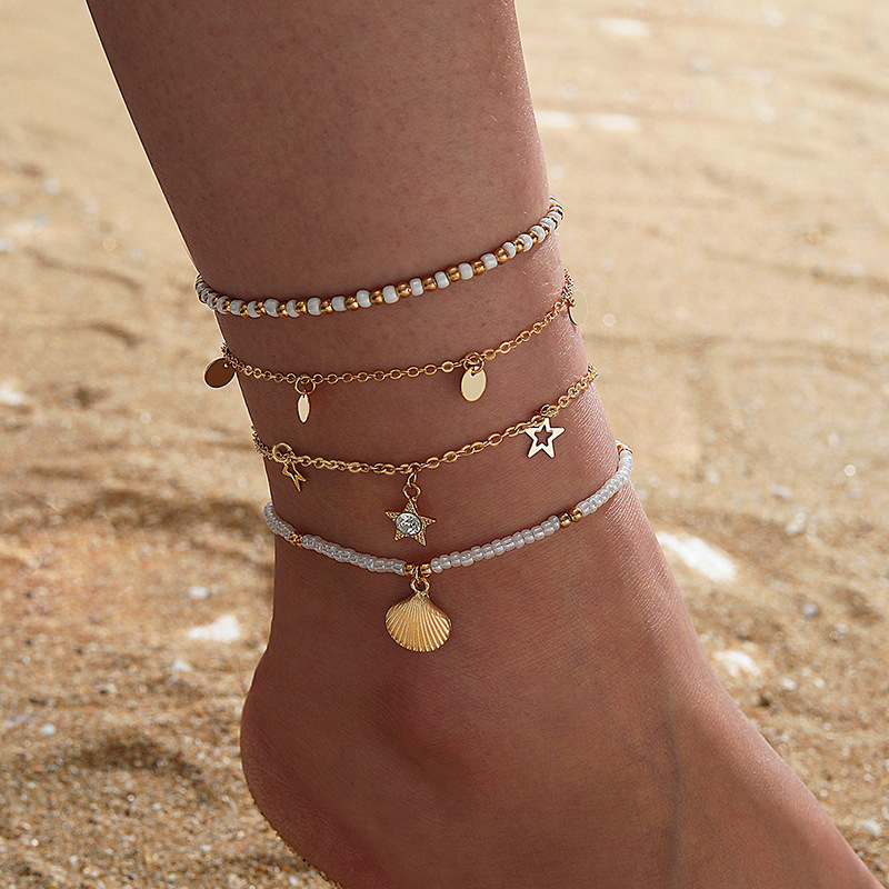 Double Layer Alloy Love Circle Anklet - Image 8
