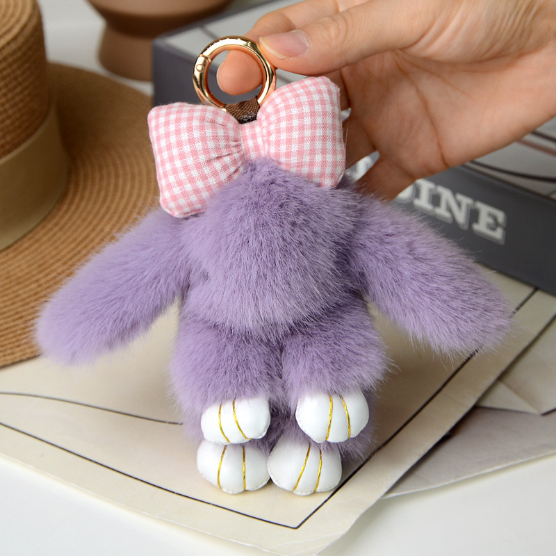 Cartoon Plush Bunny Keychain Pendant - Image 5